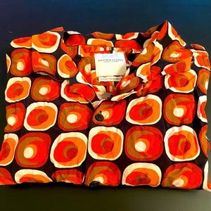 Men’s Denim & Flower Sunburst Button Down Short Sleeve Shirt - XL